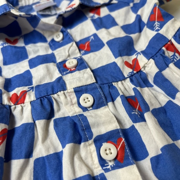 Hanna Andersson Blue Checkered Shirt with Red Hearts - Picture 2 of 4